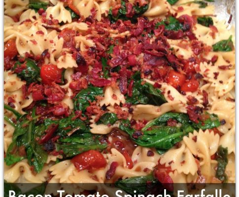 Bacon Spinach and Tomato Farfalle