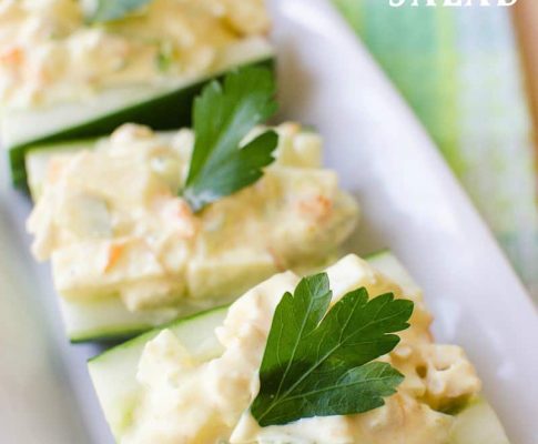 Try this fresh and tasty Curry Chicken and Apple Salad Recipe at your next party. Serve these fun finger "sandwiches" made in cucumber boats.